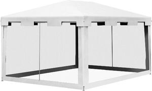 VivaGarden Gazebo Giardino 4x3 mt Pieghevole in Metallo/PE con Zanzariere e 2 Ingressi colore Bianco/Nero