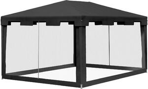 VivaGarden Gazebo Giardino 4x3 mt Pieghevole in Metallo/PE con Zanzariere e 2 Ingressi colore Grigio Scuro