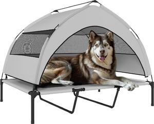 AllMyPets Lettino per Cani con Copertura a 3 Lati Rimovibile in Poliestere e Acciaio 122x92x94 cm colore Grigio Chiaro/Nero - R437LG