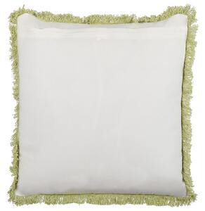 Set di 2 cuscini in cotone con frange di colore verde e bianco 45 x 45 cm camera da letto soggiorno Beliani
