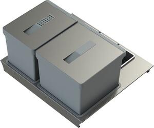 TECNOINOX Pattumiera Sottolavello Estraibile per Cassettoni 2 Contenitori spazzatura 12 + 17 Litri Lunghezza 60 cm colore Bianco - T2