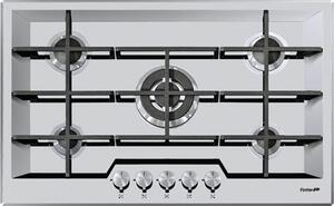 FOSTER Piano Cottura 5 Fuochi a gas da Incasso (1 Bruciatore Tripla Corona ) Larghezza 80 cm con Griglie in Ghisa / Finitura Spazzolato colore Inox