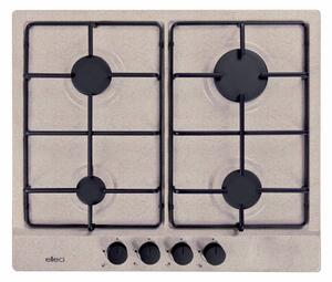ELLECI Piano Cottura 4 Fuochi a Gas Larghezza 58 cm (1 Bruciatore Tripla Corona) in Granitek colore Avena - PGSS60251WB Style 60 G51