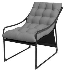 VivaGarden Poltrona da Esterno in Acciaio/Poliestere 62x110x88 cm colore Grigio/Nero