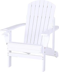 VivaGarden Poltrona da Esterno in Legno con Portabicchieri 97x72.4x92.7h cm colore Bianco - Adirondack