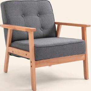 DecHome Poltrona Stile Scandinavo in Tessuto effetto Lino Dimensioni 64,5x70x70 colore Grigio Chiaro
