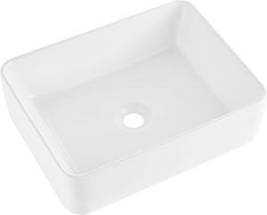 Lavabo moderno in Vetroceramica - Lavabo da bagno bianco - 482x373x135mm - Sanitari in Vetroceramica di alta qualità - Design elegante - Facile manutenzione