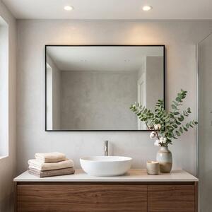 Mobile da bagno ad angolo con specchio singolo triangolare montato a parete, telaio in metallo e porta - Vanità + Rubinetti + Specchi L 37 x l 37 x A 45 cm Grigio