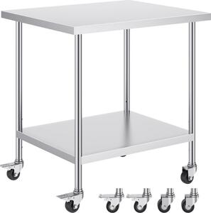 Piano di lavoro in acciaio inox - Tavolo di preparazione commerciale con rotelle - 762x457 mm - Flessibile e pratico per le cucine professionali