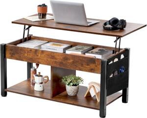 Tavolino con piano rettangolare sollevabile - tavolino marrone per il salotto - moderno ed elegante