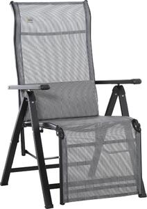 VivaGarden Sdraio da Giardino Pieghevole con Poggiagambe Schienale Reclinabile con Cuscino Lombare Dimensioni 70x65x111 cm colore Grigio