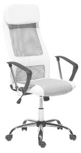 BELIANI Sedia da ufficio in rete bianca girevole regolabile in altezza con braccioli forma ergonomica