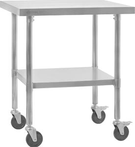 Tavolo in acciaio inox Mahlzeit, 70 x 60 x 85 cm, tavolo da lavoro, tavolo da cucina, tavolo da preparazione in acciaio inox