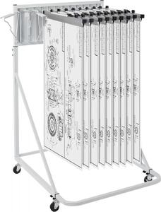 Scaffale mobile per piani - organizzatore di piani di costruzione - 12 staffe girevoli - efficace archiviazione di piani - ideale per architetti e ingegneri