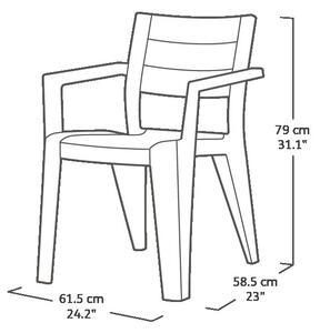 KETER Sedia per Esterni Impilabile in Polipropilene Dimensioni 61,5x58x79 cm colore Grafite