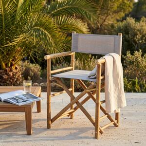VivaGarden Sedia per Esterni Sedia Regista in Bamboo Dimensioni 58x44x88 cm colore Naturale - Leaf