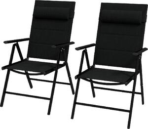 VivaGarden Sedia per Esterni Pieghevole Set 2 Sedie da Giardino con Schienale Reclinabile Cuscino Poggiatesta in Alluminio/Poliestere 54x67x108 cm 