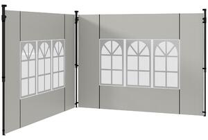 VivaGarden Set 2 Pareti Laterali per Gazebo 3x3 m e 3x6 m con Finestre in PE e Plastica 293x193 cm colore Bianco