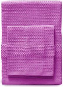 Gabel Set Asciugamani Bagno 1+1 a Nido d'Ape di Puro Cotone Idrofilo colore Fucsia - AD0406