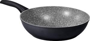 Aeternum Wok Padella Antiaderente Induzione in Alluminio Saltapasta 26 cm Rivestimento interno Petravera Plus Black Pearl Induction