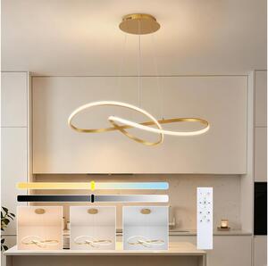 Brilagi - Lampada LED dimmerabile sospesa su cavo INFINITY LED/80W/230V 80x80 cm dorata + telecomando