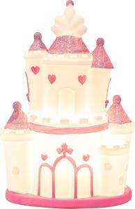 Clayre & Eef Lampada da comodino a forma di castello, LED, rosa-viola, 16x11x24 cm