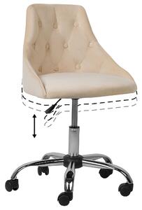 Sedia da ufficio BELIANI Velluto beige, gambe cromate, regolazione in altezza girevole