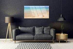Quadro di vetro Paesaggio di spiaggia con stelle marine 100x50 cm