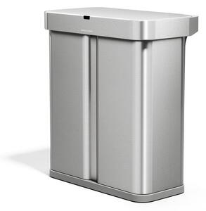 Cestino per la spazzatura argentato in acciaio per raccolta differenziata/con sensori contactless 34+24 l Dual Sensor – simplehuman
