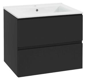 Kielle Oudee - Mobiletto con lavabo, 60x55x46 cm, 2 cassetti, nero opaco 50002S64