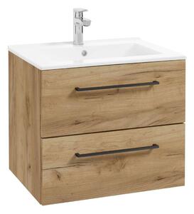 Kielle Vega - Mobiletto con lavabo, 60x50x46 cm, 2 cassetti, rovere dorato 50018S61