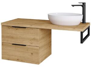 Kielle Idolio - Mobiletto 60x50x50 cm, con supporto e piano forato per lavabo 120 cm, caramello 50024S121