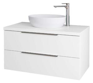 Kielle Idolio - Mobiletto con piano sottolavabo 100x54x50 cm, con foro, bianco lucido 50024100