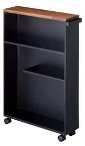 Yamazaki Scaffale da bagno Carrello da bagno Scaffale in metallo Ripiano nero moderno con rotelle Tower 04307