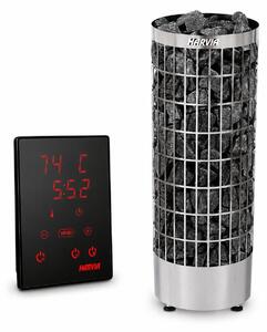 Stufe per sauna Harvia Cilindro PC90E Chrome + Pannello di controllo Harvia Xenio CX110