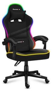 Huzaro Force 4.4 | Illuminazione LED RGB Sedia da gioco Sedia da ufficio Sedia ergonomica in tessuto | Poggiatesta Cuscino lombare Funzione dondolo | Nero