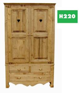 Armadio 2 ante con cuori e 3 cassetti con cerniere in legno - LM-C111BIS H220