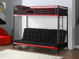 Letto a soppalco 90 x 190 cm - Nero e rosso - MODULO IV