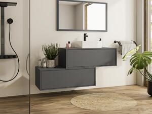 Mobile per bagno sospeso con lavabo singolo e due cassetti 94 cm Antracite - TEANA II