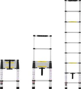 Scala telescopica da 2,6 metri - Rientro con un solo pulsante - Portata di 170 KG - Design robusto - Ideale per uso interno ed esterno