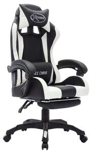 Sedia da Gaming con Luci a LED RGB Bianca e Nera in Pelle finta