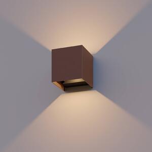 Calex LED applique da esterno Cube, Up/Down, altezza 10 cm, marrone ruggine