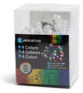 Aigostar - Catena luminosa natalizia LED da esterno 100 LED/8 funzioni/3xAA/10,3 m/IP44/multicolore