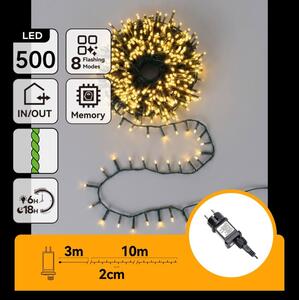 Aigostar - LED catena luminosa natalizia da esterno 500xLED/8 funzioni 13m IP44 bianco caldo