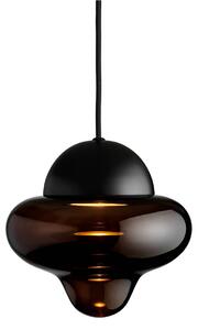 DESIGN BY US Lampada a sospensione LED Nutty, marrone/nero, Ø 18,5 cm, vetro