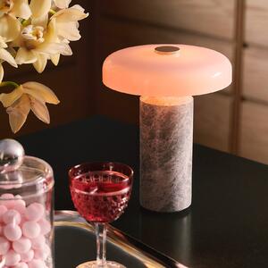 DESIGN BY US Lampada da tavolo ricaricabile Trip LED, grigio/rosa, marmo, vetro, IP44
