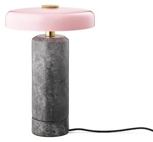 DESIGN BY US Lampada da tavolo ricaricabile Trip LED, grigio/rosa, marmo, vetro, IP44