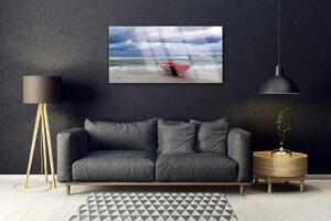 Quadro in vetro Barca Spiaggia Mare Paesaggio 100x50 cm