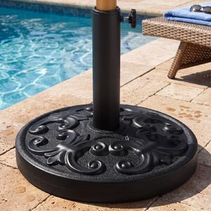 Costway Base rotonda per ombrellone 12 kg con manopola regolabile riempimento in cemento, Base per ombrellone per aste da 38/48 mm