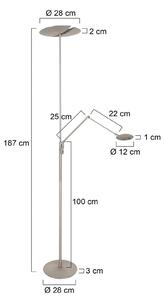 Steinhauer Lampada da terra con luce lettura Zenith, dimmerabile, Alluminio / Grigio / Zincato, Soggiorno / Sala da pranzo, Metallo, Moderno, Lampada da terra